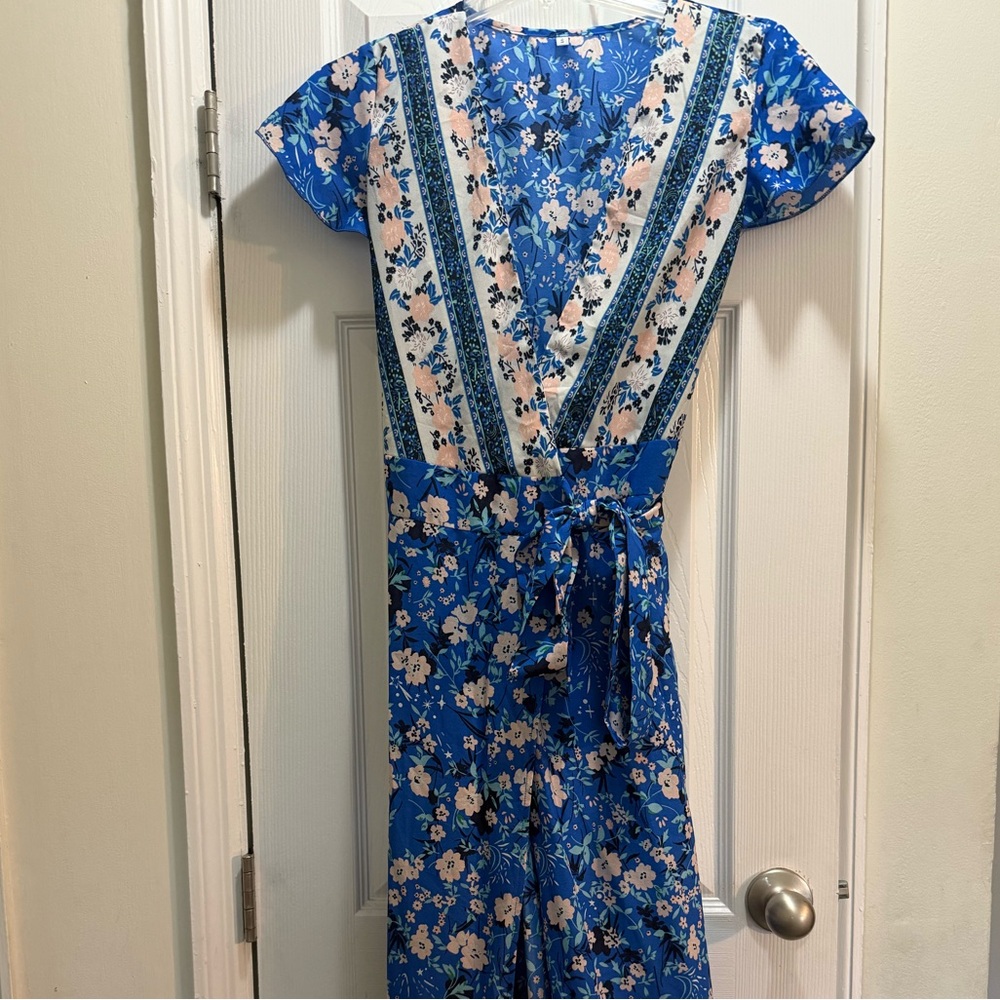 Floral Blue Wrap Dress